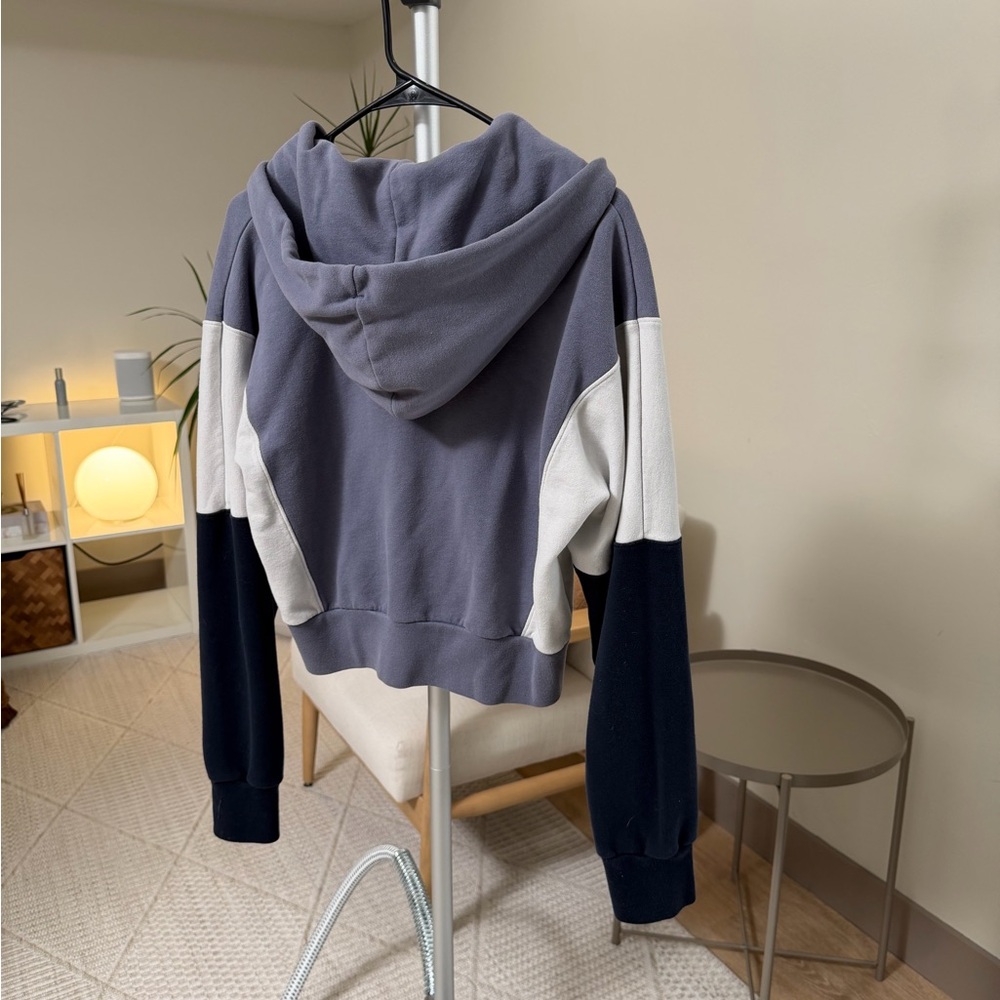 Women’s | Abercrombie Cropped Zip Up Hoodie Blue Colorblock | Medium - Picture 7 of 7
